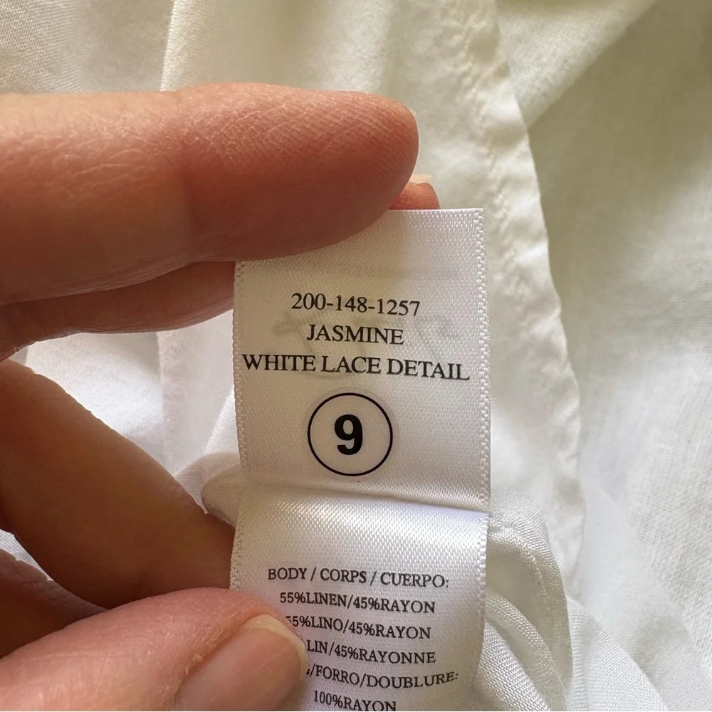 Rails Solid White Lace Trim Jasmine Linen Blend Dress Women’s Size Small - Picture 5 of 7